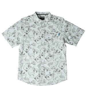 Kavu Men's Festaruski M - Casual Button Down Shirt - Gray Forest Critters